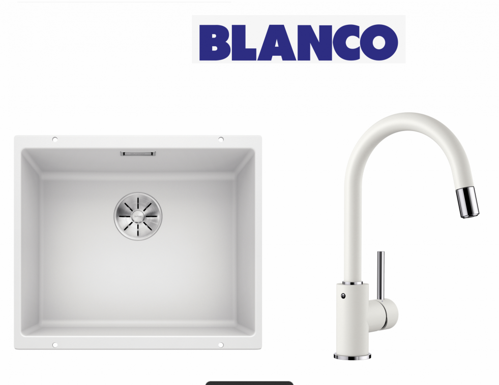 Blanco Sublıne 500-U Eviye + Mıda-S Beyaz Armatür Set