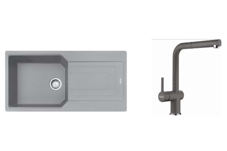 Franke Urban Ubg 611-100 Stone Grey Eviye+Acvtive Plus Stone Grey Armatür Set